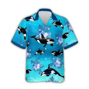 Orca Killer Whale 3D Hawaiian Shirt Aloha Funky Sea Animal Unisex Beach Shirt